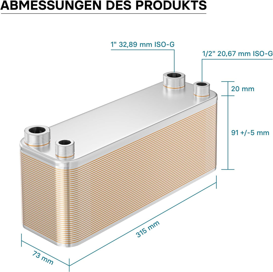 Hrale Edelstahl Wärmetauscher 40 Platten max 165 kW Plattenwärmetauscher Wärmetauscher