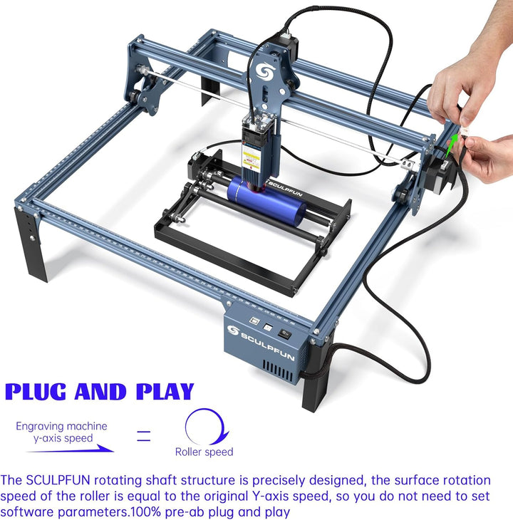 SCULPFUN Laser-Rotationswalze, Lasergravierer Y-Achsen-Rotationswalze mit 360°-Rotation zum Lasergra