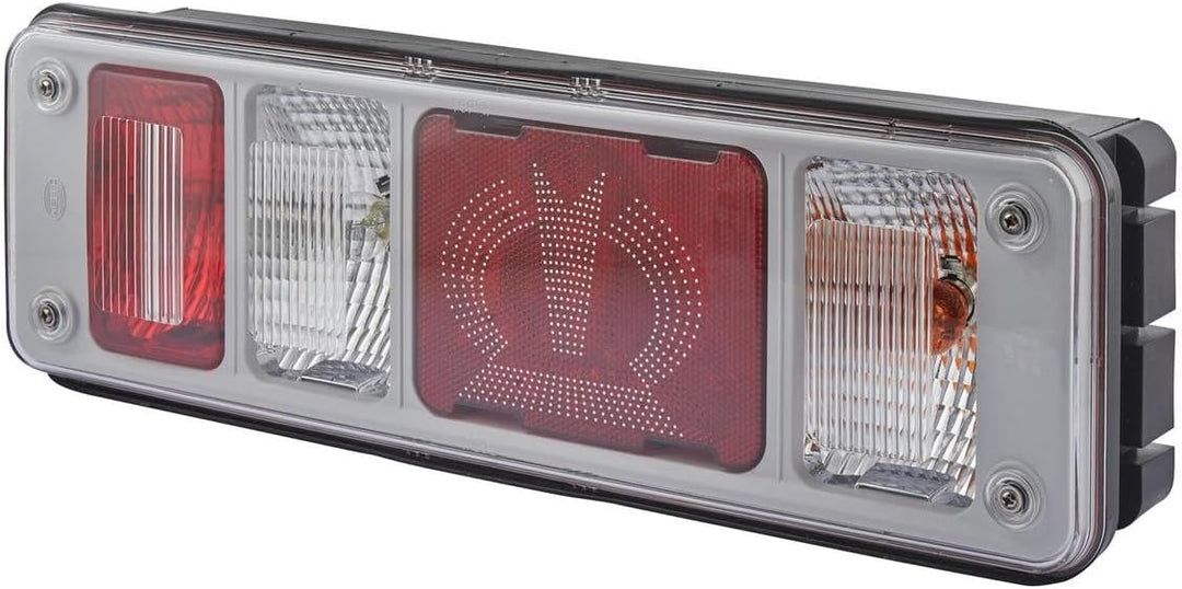 HELLA - Heckleuchte "Krone" - Hybrid - 24V - Anbau/geschraubt - Lichtscheibenfarbe: glasklar - Steck