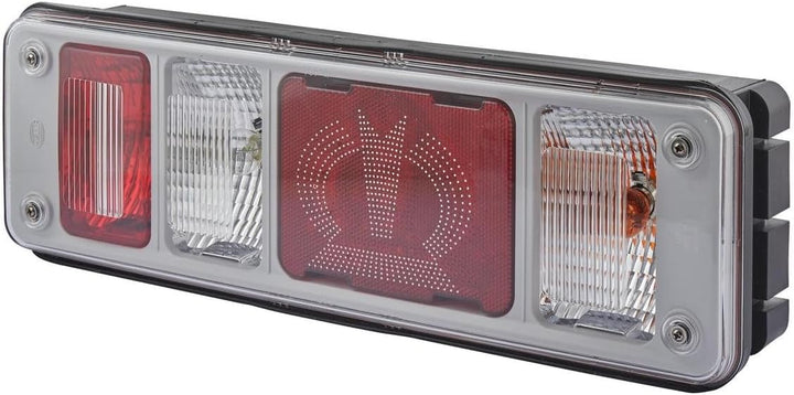 HELLA - Heckleuchte "Krone" - Hybrid - 24V - Anbau/geschraubt - Lichtscheibenfarbe: glasklar - Steck