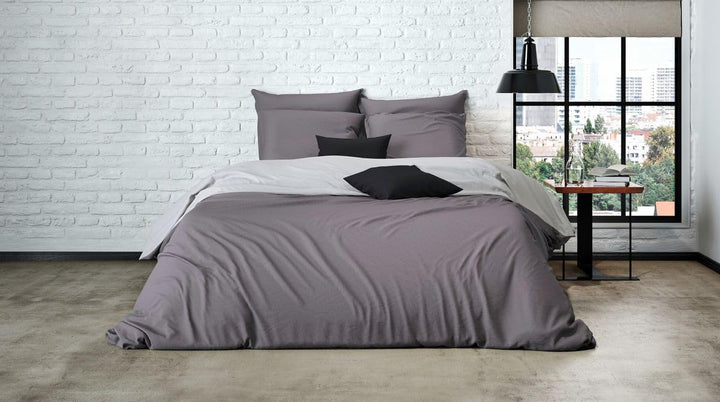 MISTRAL HOME Uni Einfarbig Wende Bettwäsche Edel Perkal 100% Ägyptische Baumwolle, Farbe:Light Grey-