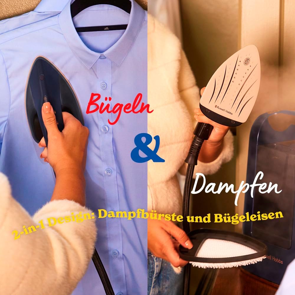 Russell Hobbs Dampfbügeleisen Multi inkl. XL Wassertank-Station 750ml [Dampfglätter + Bügeleisen] St