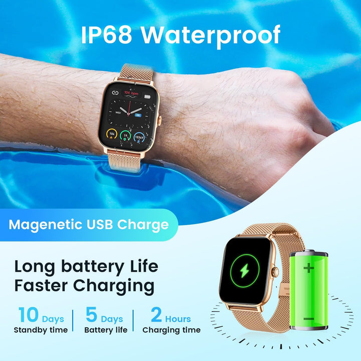 Smartwatch Fitness mit Telefonfunktion Schrittzähler Schlafmonitor: Smart Watch 1.85 Zoll mit Sport