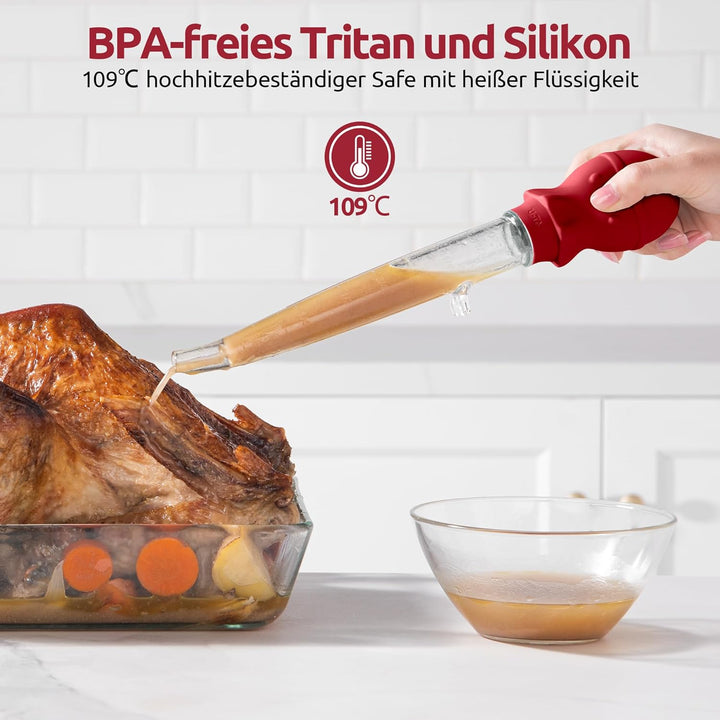 U-Taste 109℃ Hitzebeständige Grosse Abgewinkelte Bratenspritze Tritan Putenfleisch-Fettpipette mit S