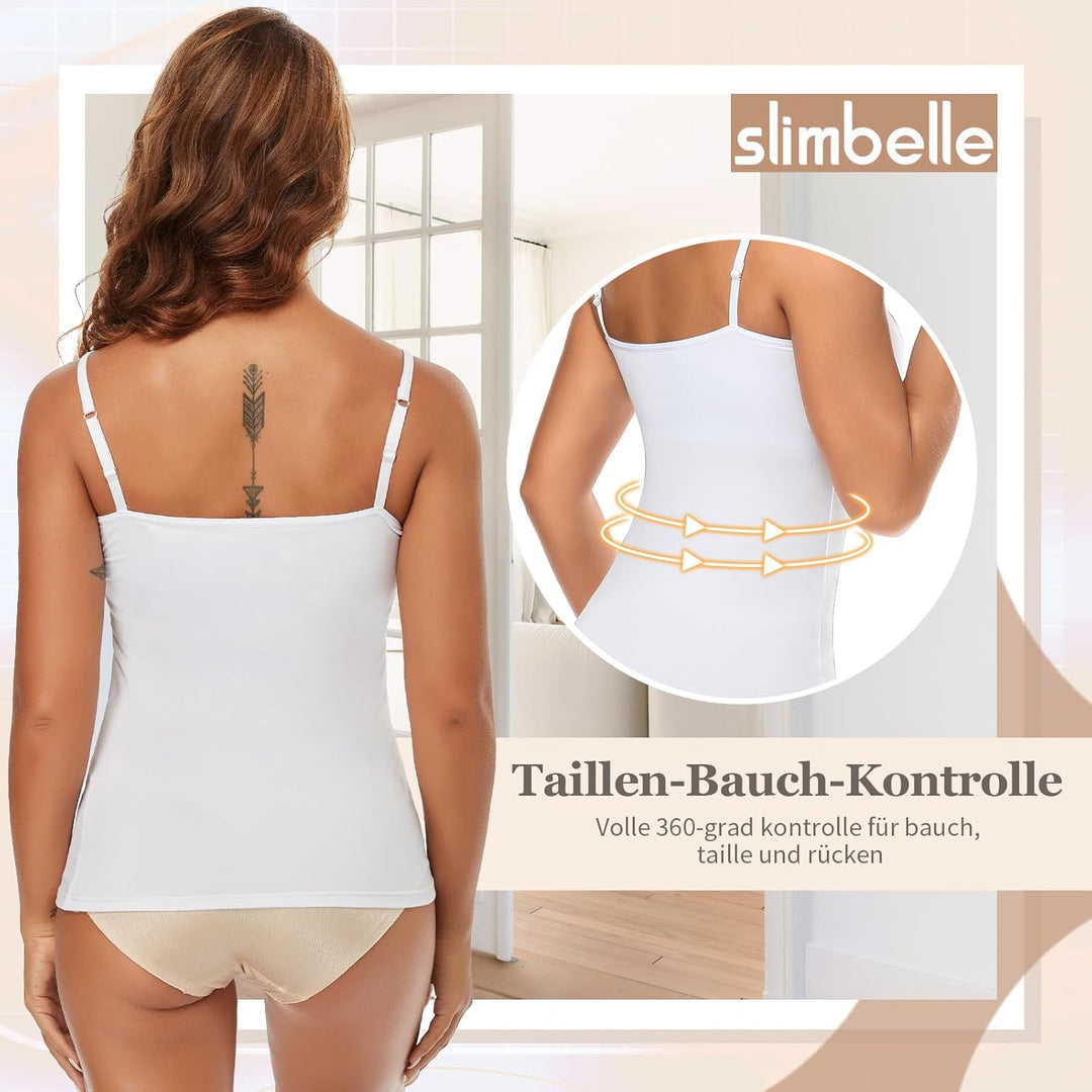 SLIMBELLE Damen Unterhemd BH Hemd Seamless Tank Top mit entfernbaren Cups Bauchweg Shapewear Top Ohn