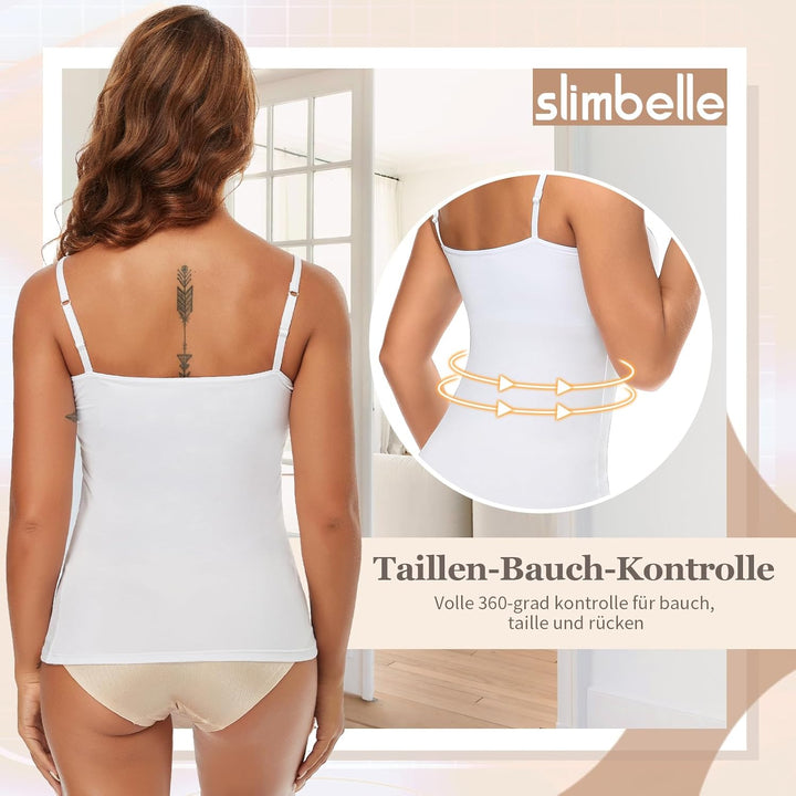 SLIMBELLE Damen Unterhemd BH Hemd Seamless Tank Top mit entfernbaren Cups Bauchweg Shapewear Top Ohn