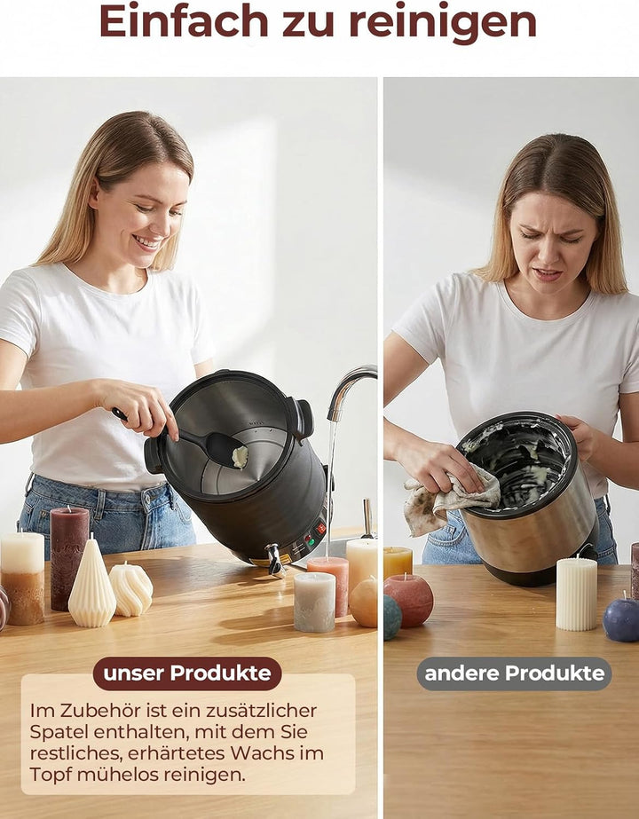 FOHERE Wachsschmelztopf, Kerzen Selber Machen Set, 1520W Edelstahl Kerzenherstellung Kit Komplettset