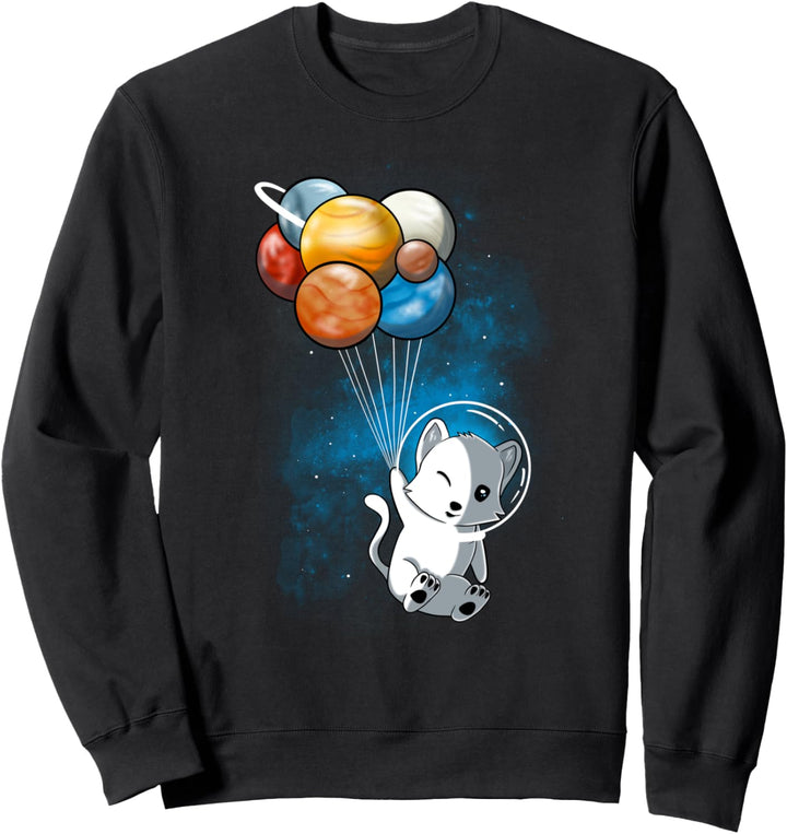 Katze, Weltraum Ballon, Planeten, Universum Reise Sweatshirt