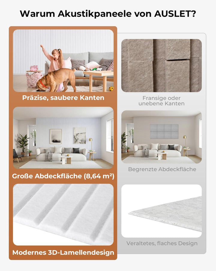 Akustikpaneele Selbstklebend, 10 Stück 120x60x0.9 cm(7.2m²) Wandpaneele Selbstklebend, Hohe Dichte S