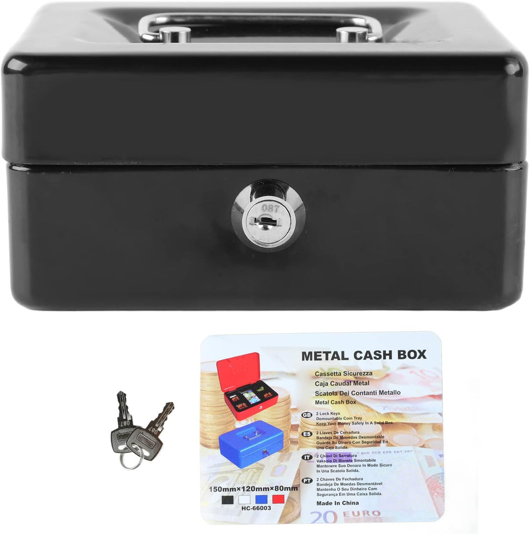 Metall-Sicherheitsbox mit Schlüsselschloss, Feuerfeste Aufbewahrungsbox für Wertsachen, Dokumente, R