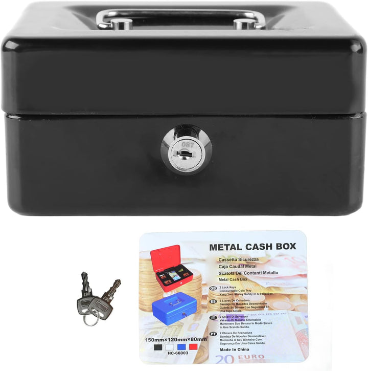 Metall-Sicherheitsbox mit Schlüsselschloss, Feuerfeste Aufbewahrungsbox für Wertsachen, Dokumente, R