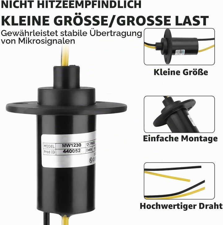 Schleifring, 22 mm Leitfähiger Schleifring Sammelring 30 A 150 U/min 0~600 V AC/DC