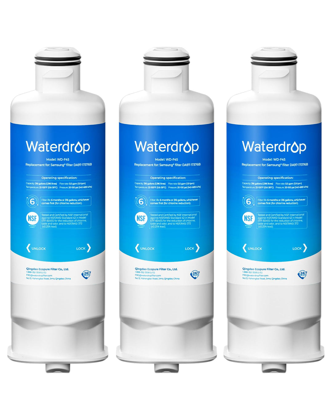 Waterdrop DA97-17376B NSF Zertifiziert Kühlschrank Wasserfilter, Ersatz für Samsung HAF-QIN/EXP, DA9