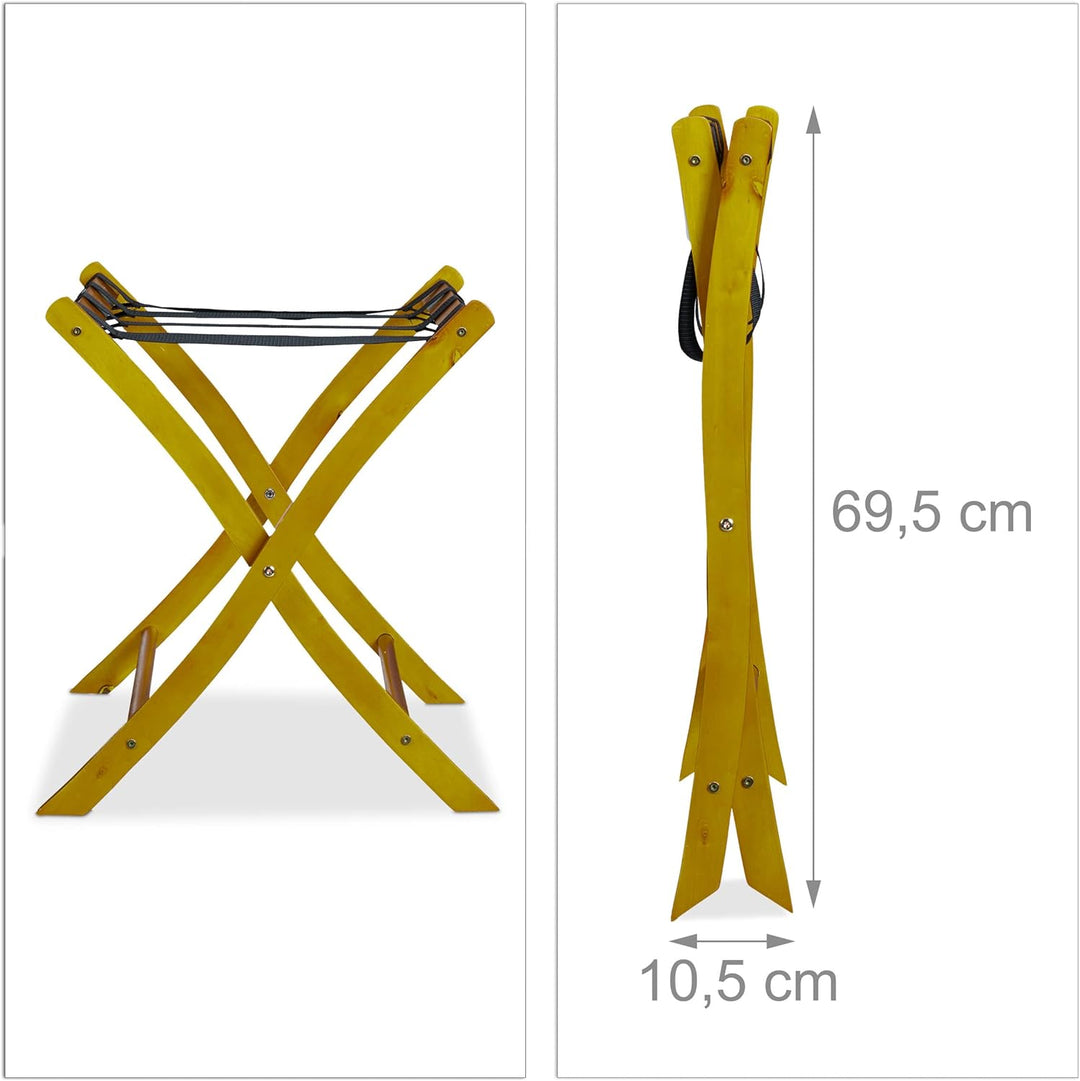 Relaxdays Kofferständer Holz, klappbar, Gepäckablage, Kofferaufbewahrung, für Reisegepäck, HxBxT: 52