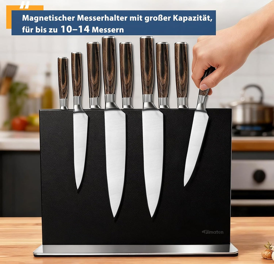 Magnetischer Messerblock ohne Messer - Schwarz Stark Magnetisch & Doppelseitig Messerblock aus Edels