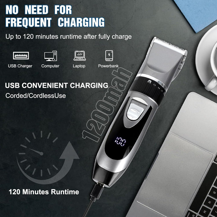 Cozary Haarschneidemaschine, Barttrimmer Herren Profi, Bartschneider Herren, USB aufladen mit LED-An