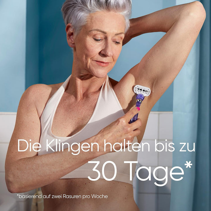 Gillette Venus Deluxe Smooth Swirl Rasierer Damen, Damenrasierer + 9 Rasierklingen mit 5-fach Klinge