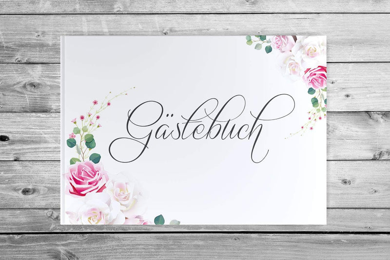 DeinWeddingshop Gästebuch Hochzeit | 104 Seiten | Hardcover DIN-A4 - ohne Fragen blanko | Hochzeitsg
