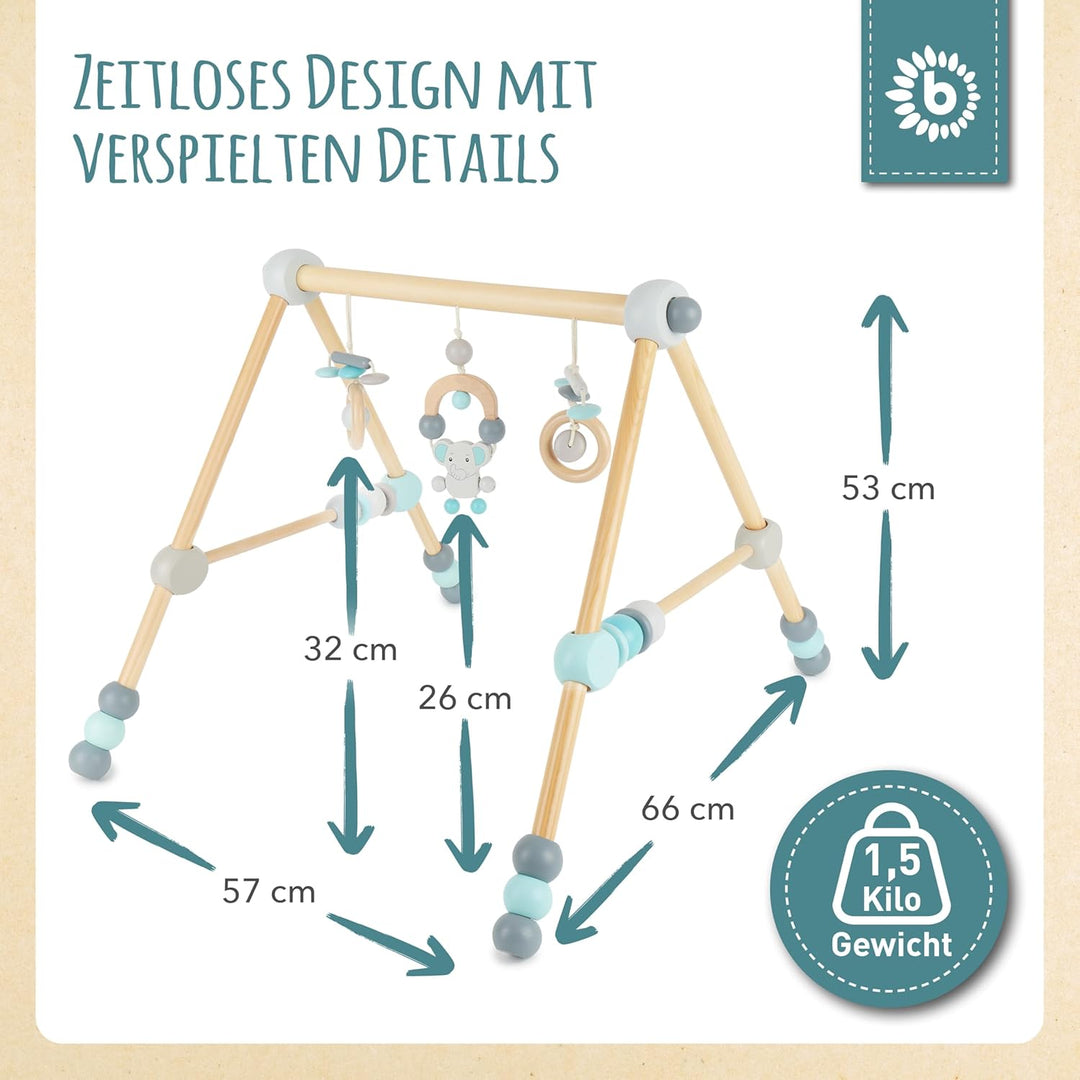 Bieco Spieltrapez | Spielbogen für Babys -Figuren, Rasseln, Kugeln- Höhenverstellbar | Spielebogen H