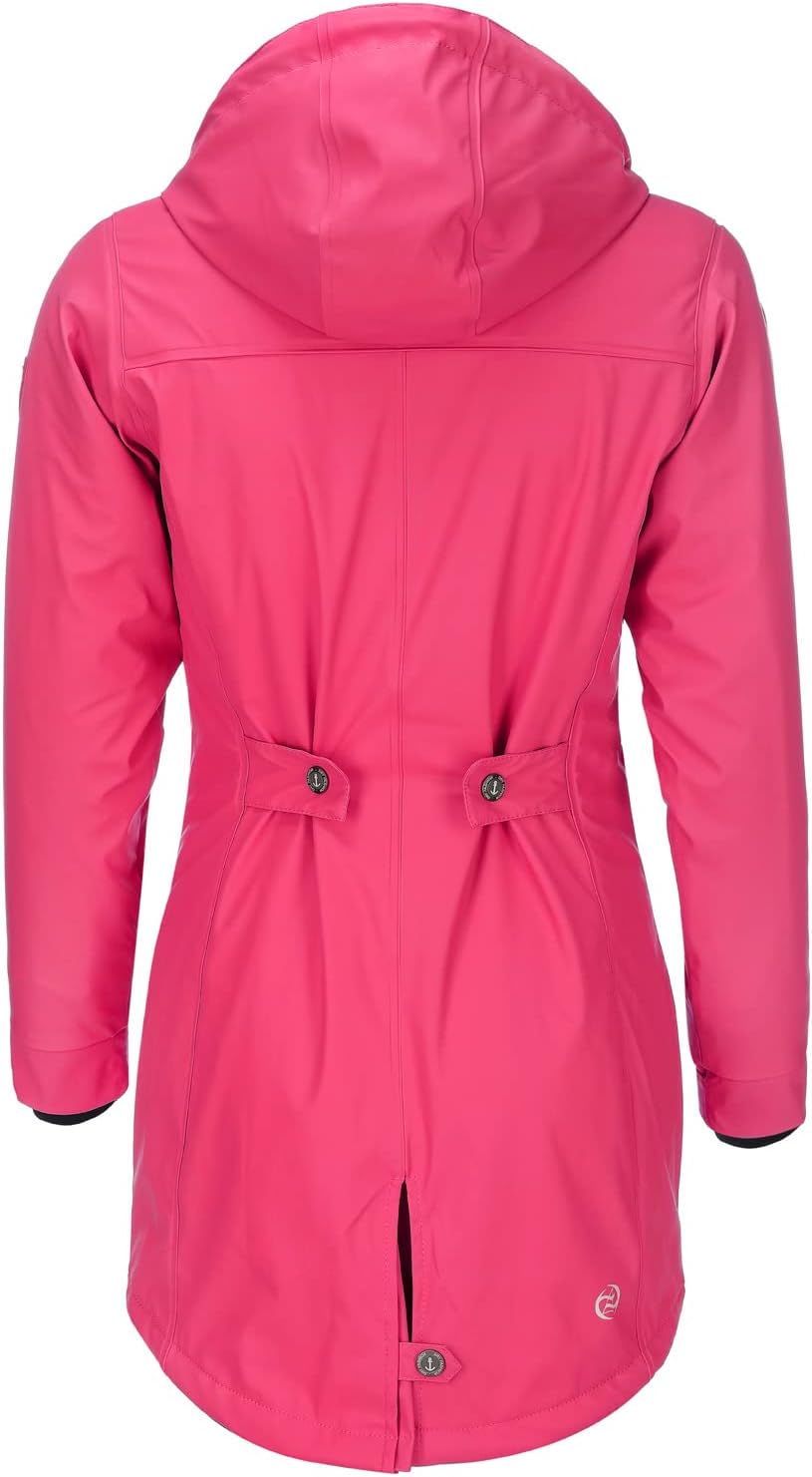 Dry Fashion Damen Regenmantel Malmö - Frauen Regenjacke Jacke mit Kapuze Lang Winddicht Wasserdicht