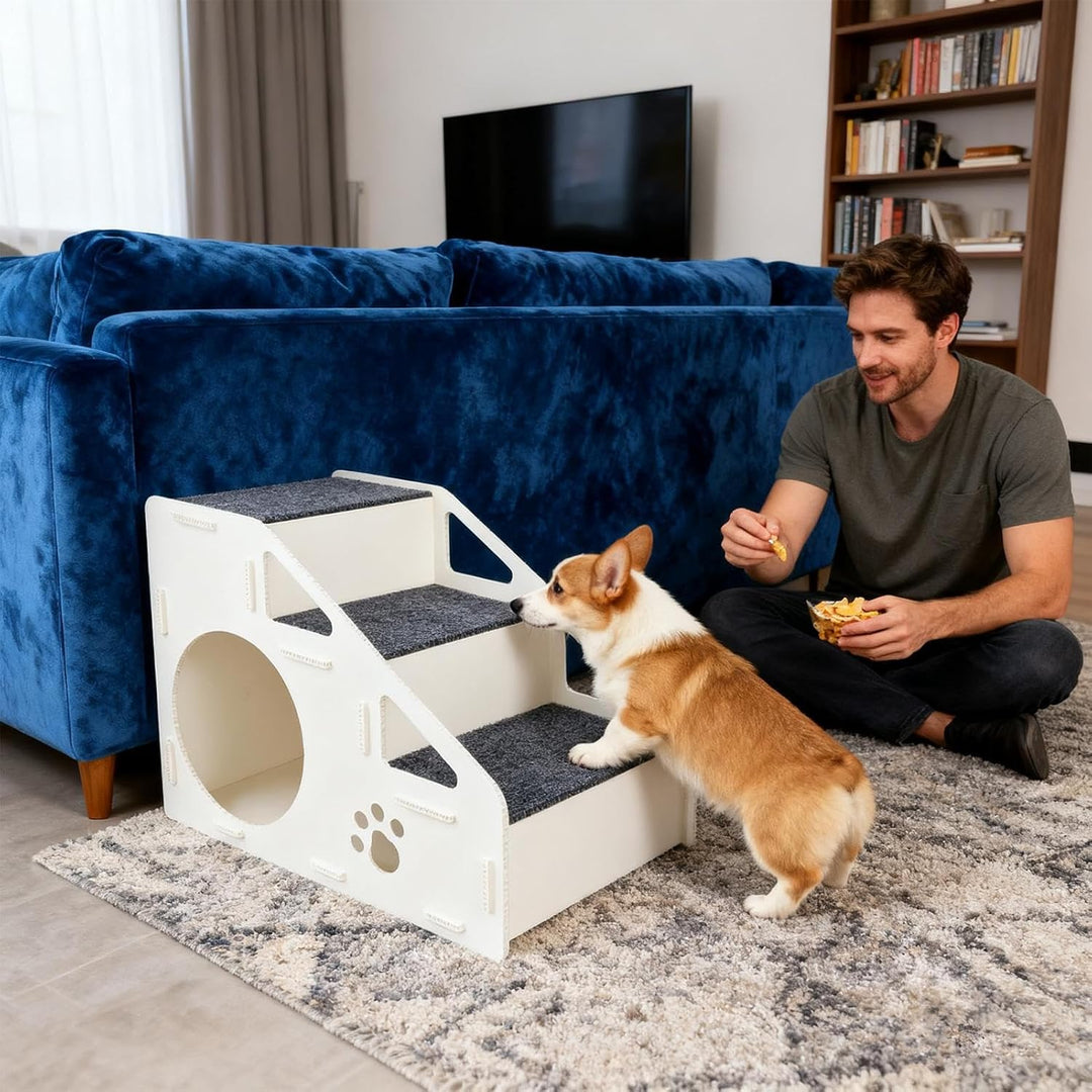 Hundetreppe - rutschfeste Treppen für kleine Haustiere | 4 Stufen Rampe Für Tierhaus | für Innenbere