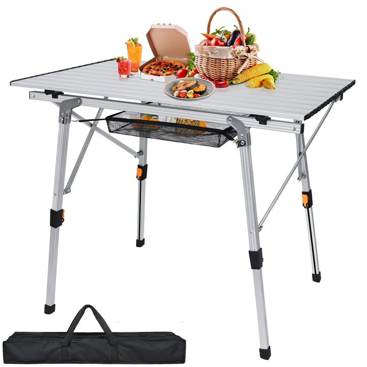 Alu Campingtisch Faltbar Höhenverstellbar Klapptisch 90 x 52 cm Falttisch mit Netzbeutel und Trageta