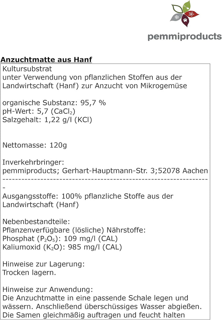 Anzuchtmatte aus 100% Hanf, 115x75 mm, 1cm dick, 7er Kette, 20er Pack, Gesamtstückzahll: 140 Stück (
