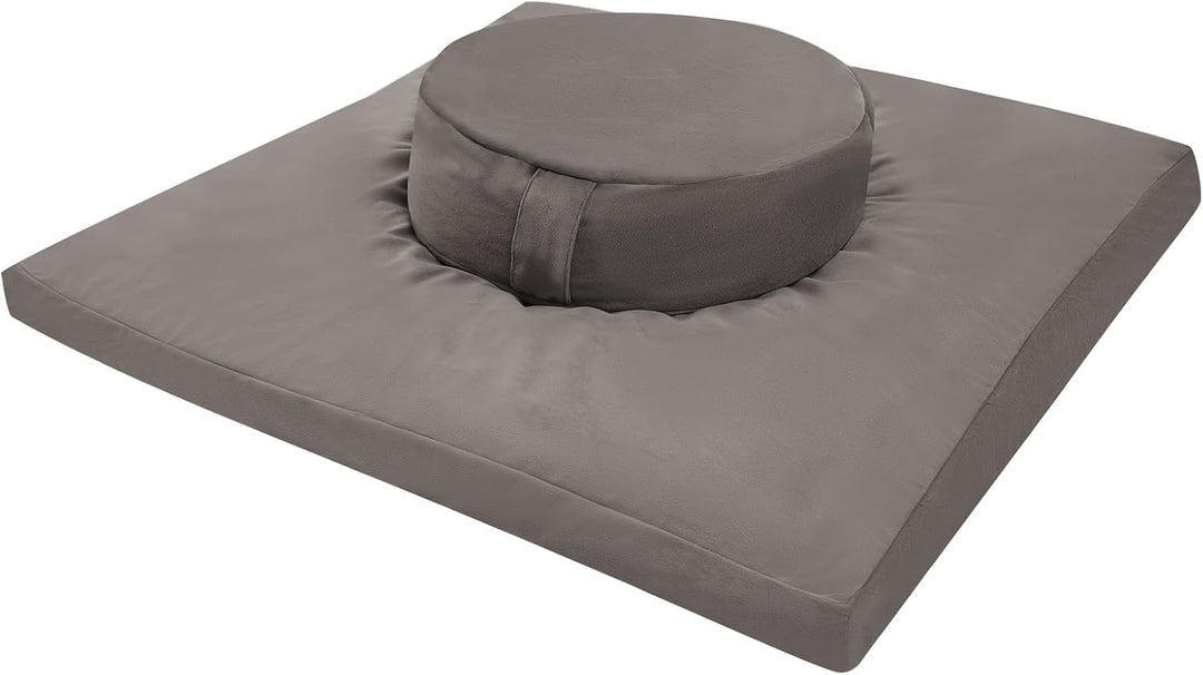 Zabuton Zafu Set, Quadratische Meditationsmatte 80x80x8cm - Hochwertiger Baumwolle, Rund Yogakissen