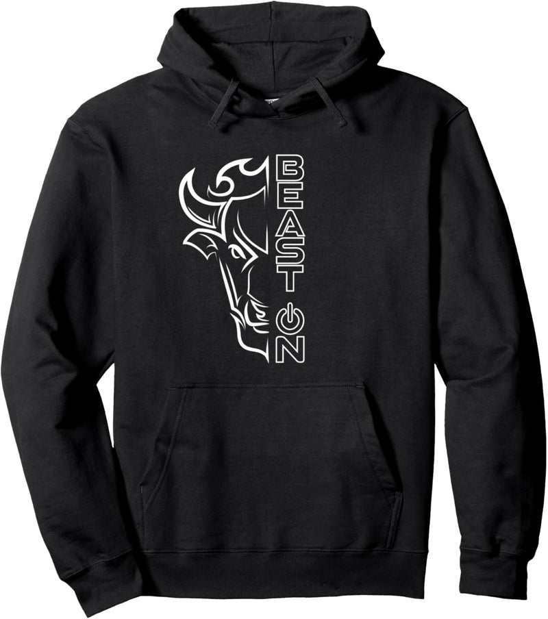 Büffel Bulle Kopf Beast ON Gym Fitness Bodybuilding Training Pullover Hoodie