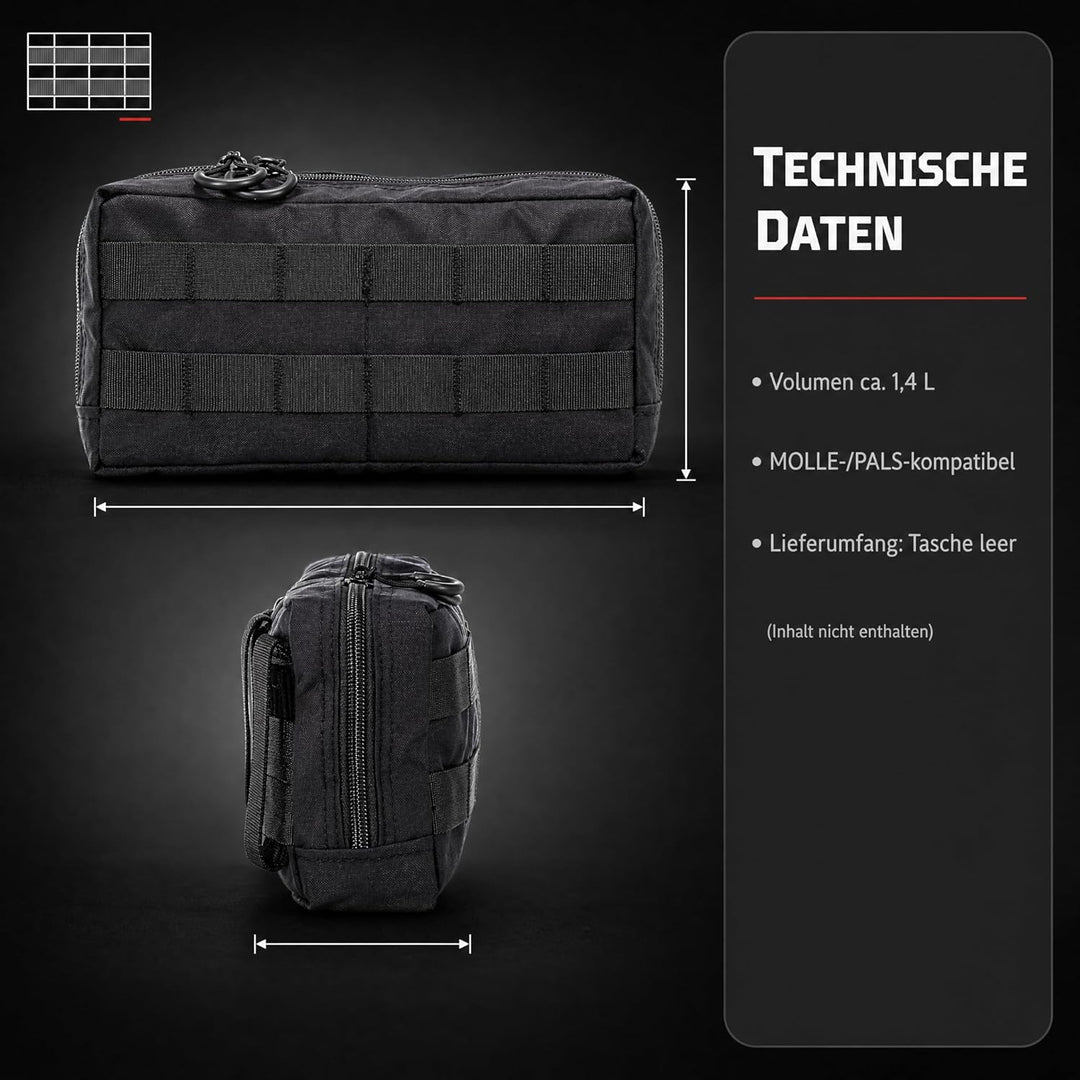 Zentauron Molle Tasche horizontal Utility Pouch für Rucksäcke Plattenträger Schutzwesten aus Cordura