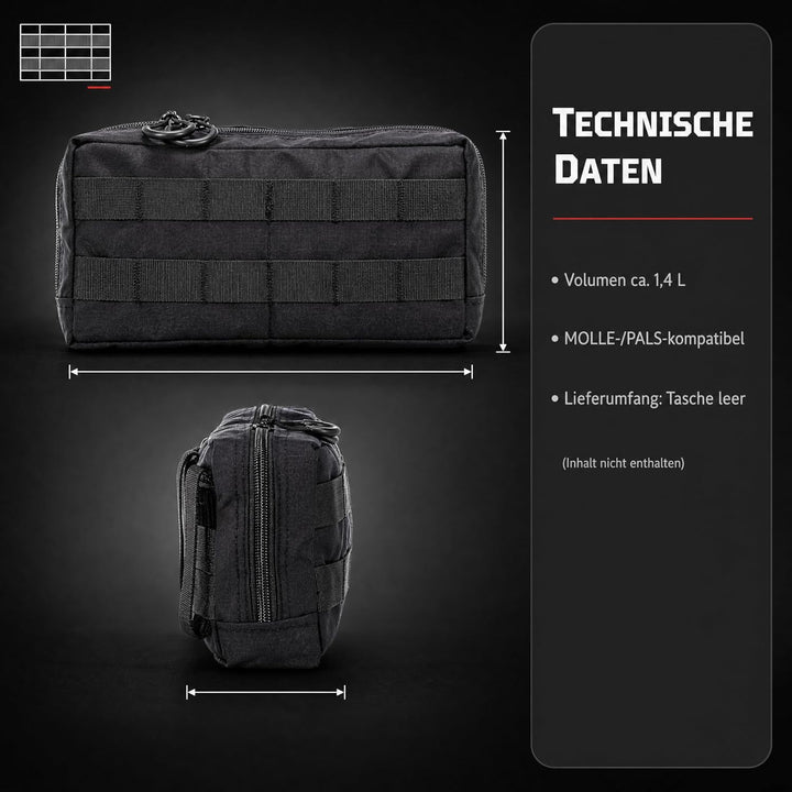 Zentauron Molle Tasche horizontal Utility Pouch für Rucksäcke Plattenträger Schutzwesten aus Cordura