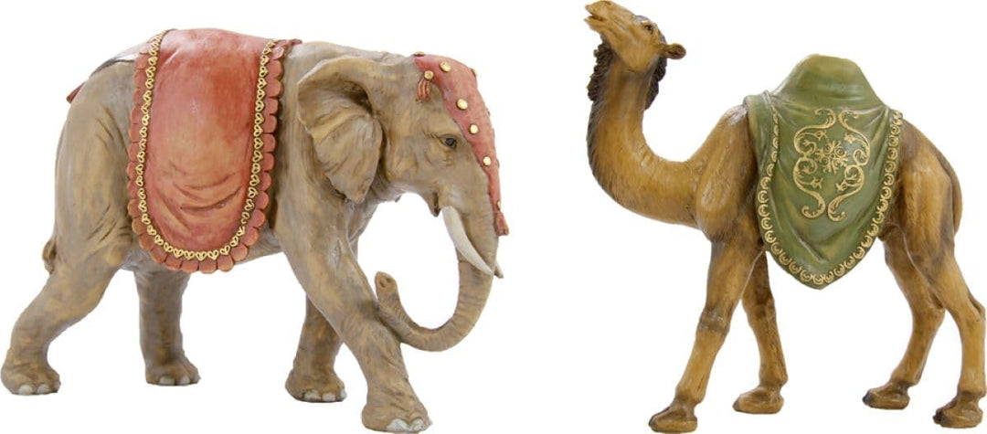 FADEDA 2X Elefant und Kamel/Höhe:25 cm/handbemalt/detailgetreue Krippen Figuren - Weihnachten Tisch