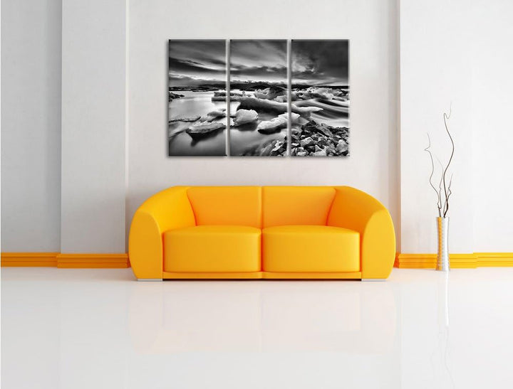 Pixxprint Extreme Eislandschaft als Leinwandbild/Grösse: 3 Teilig (120x80) cm/Wandbild/Kunstdruck/fe