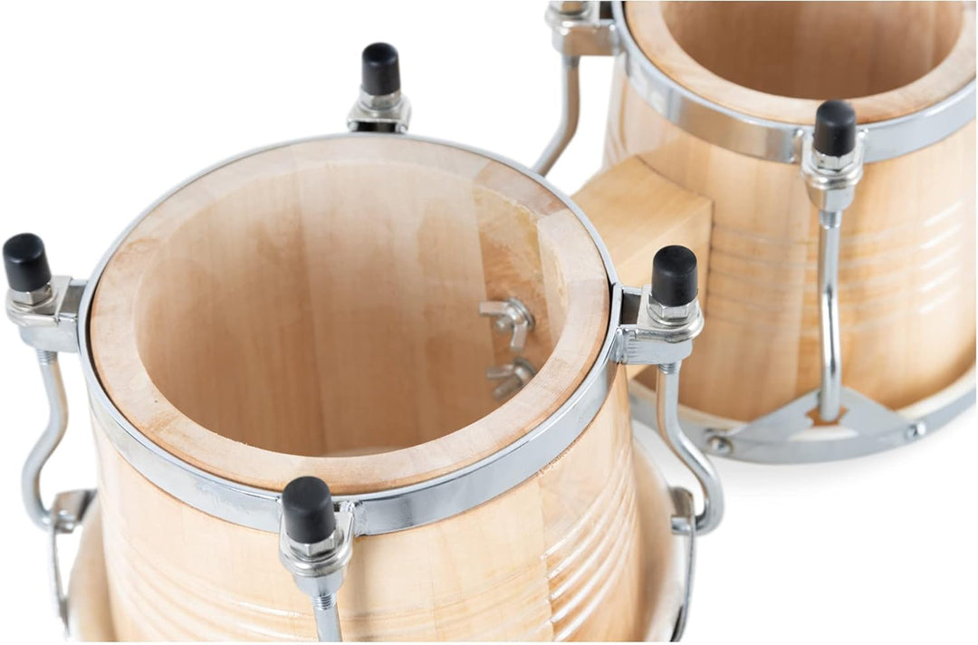 XDrum Bongos Pro Natur - 2 Trommeln mit 6,5" (17 cm) und 7,5" (20 cm) Durchmesser - Bongotrommeln mi