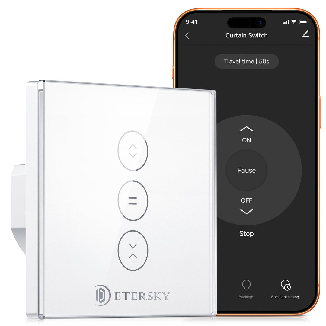 Smart Rolladenschalter, Etersky Rolladen Zeitschaltuhr Smart Jalousien Schalter mit Touch Panel, Kom