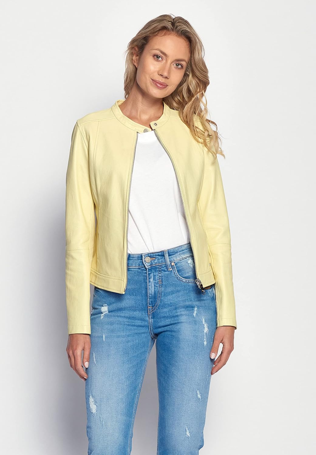 MAZE Damen Lederjacke Summerset L Gelb, L Gelb