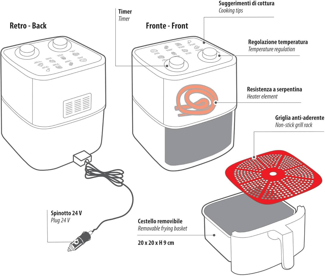 Lampa 97136 Fry-Nova Luftfritteuse - 4 L - 24V - 250W - 10A
