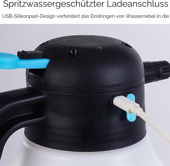 Bewinner 1,8 L Kabelloser Elektrischer Schaumsprüher – Hochdruck PP Sprühflasche für Autowäsche &amp; Ga