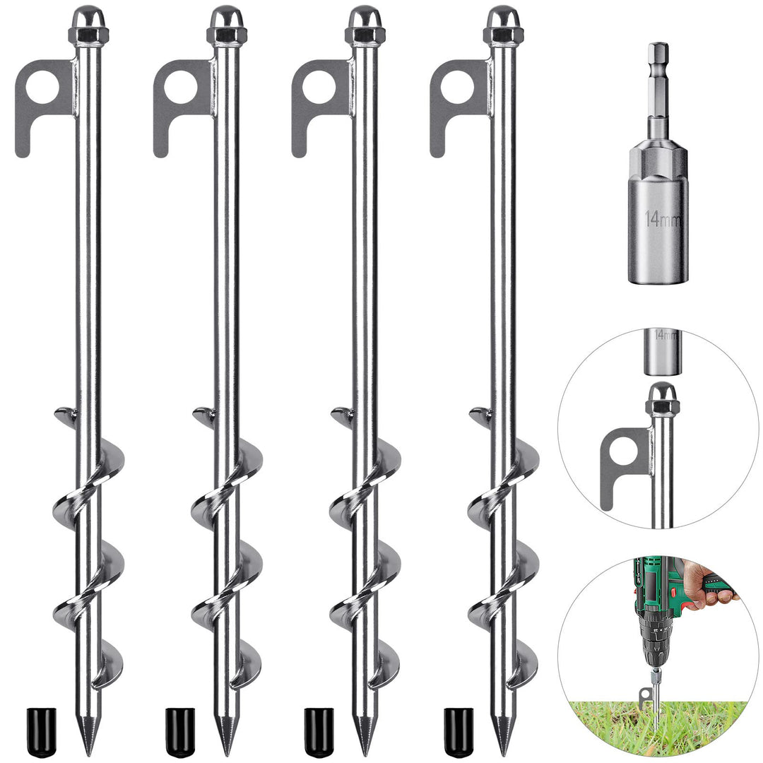 30,5 cm Bodenanker, 4 Stück robuste Zeltheringe, wiederverwendbar, für Campingzelte, Trampoline, Sch