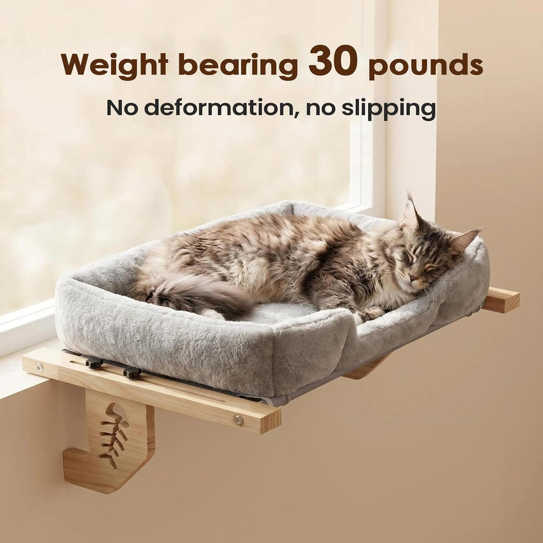 Katzen Fensterbett Ruheplatz Mit Plüschkissen Und Ball | Indoor Katzenbett für die Wohnung Plüschkis