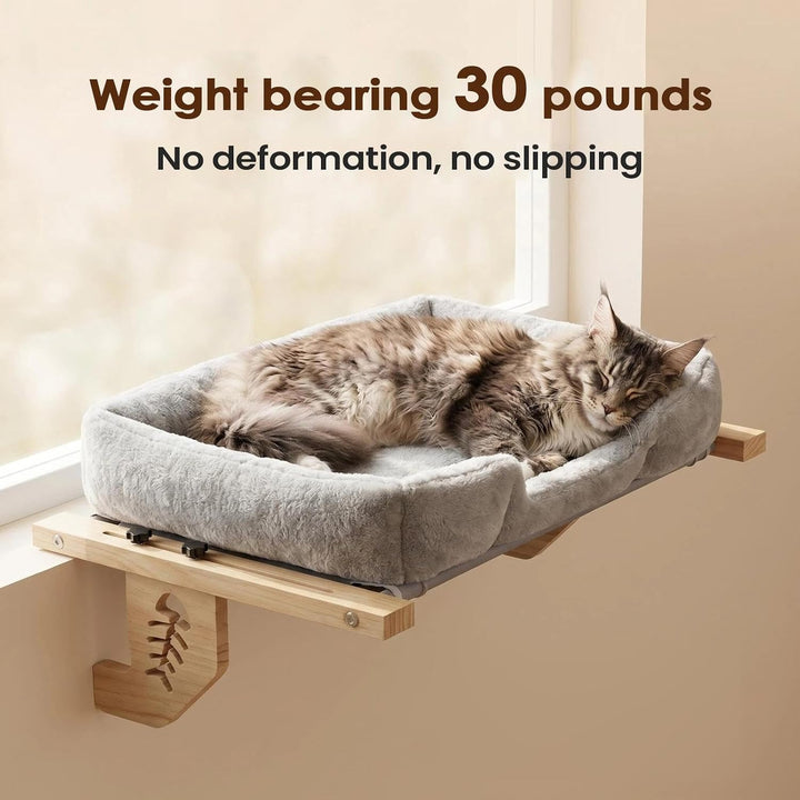 Katzen Fensterbett Ruheplatz Mit Plüschkissen Und Ball | Indoor Katzenbett für die Wohnung Plüschkis