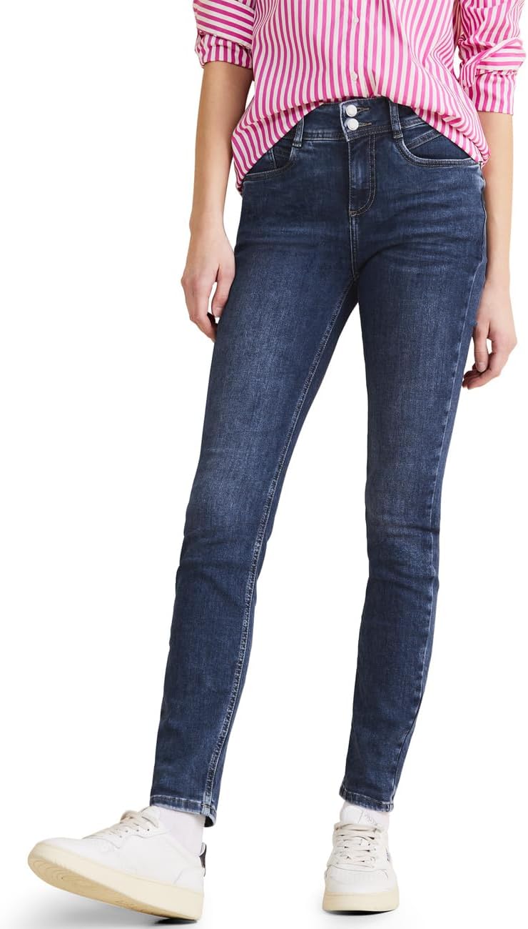 Street One Damen Slim Fit Jeans 25W / 32L Brilliant Indigo Random Wash, 25W / 32L Brilliant Indigo R