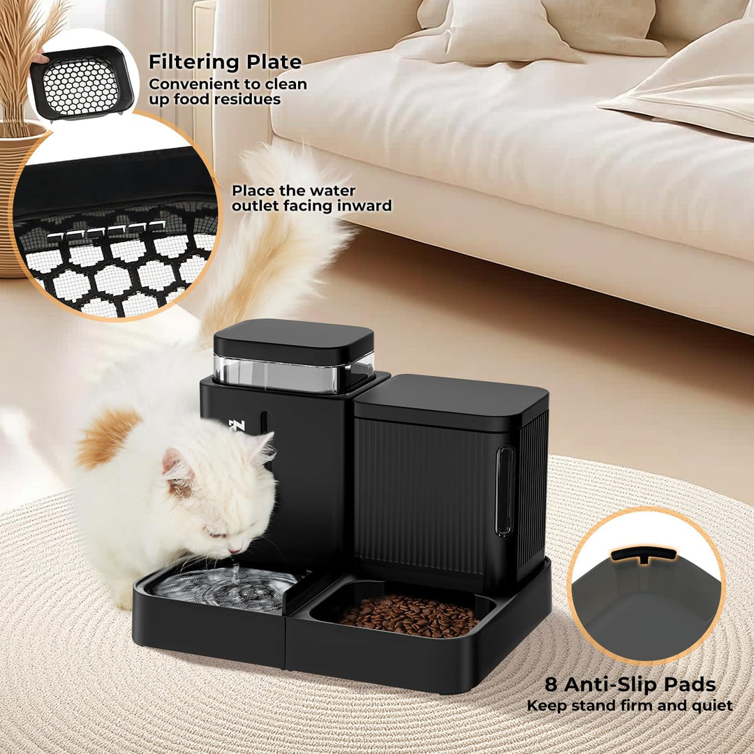 Automatischer Futterspender für Katzen/Hunde 3L, 2-in-1 Schwerkraft Futterautomat Katze und Wassersp