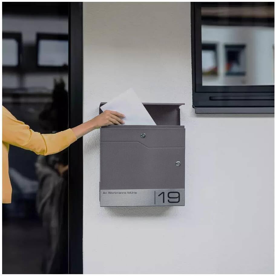 Metzler individueller Briefkasten mit Funkklingel und Steckdosen-Funk-Empfänger inklusive Gravur in