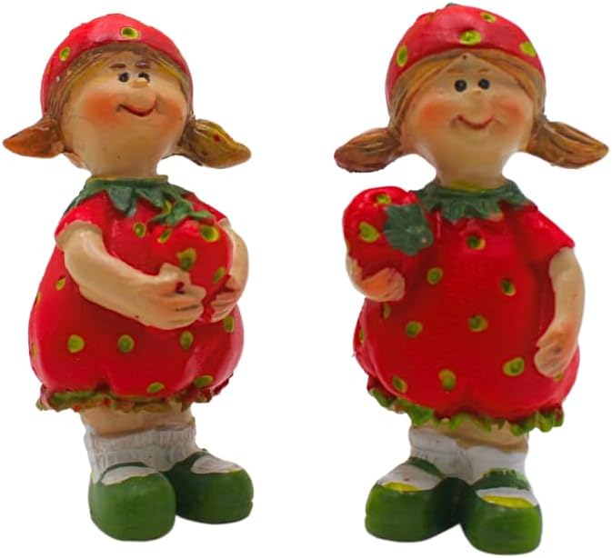 4 Stück Dekofiguren, Gartenfiguren als Erdbeere, Früchtefiguren als Erdbeere, Sommerfiguren, Erdbeer