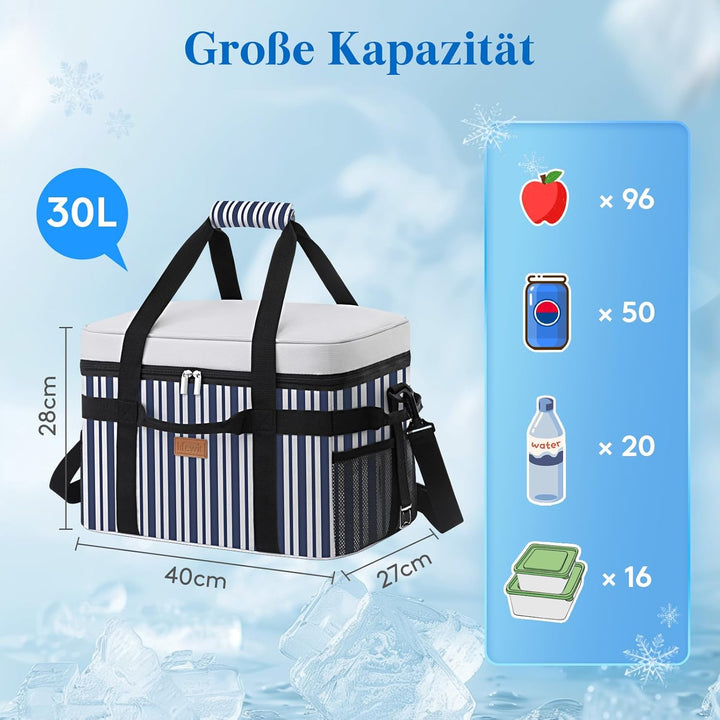 Lifewit Kühltasche 30L, Faltbar Picknicktasche für Essen & Getränke, Kühlbox Tragbare Eistasche für