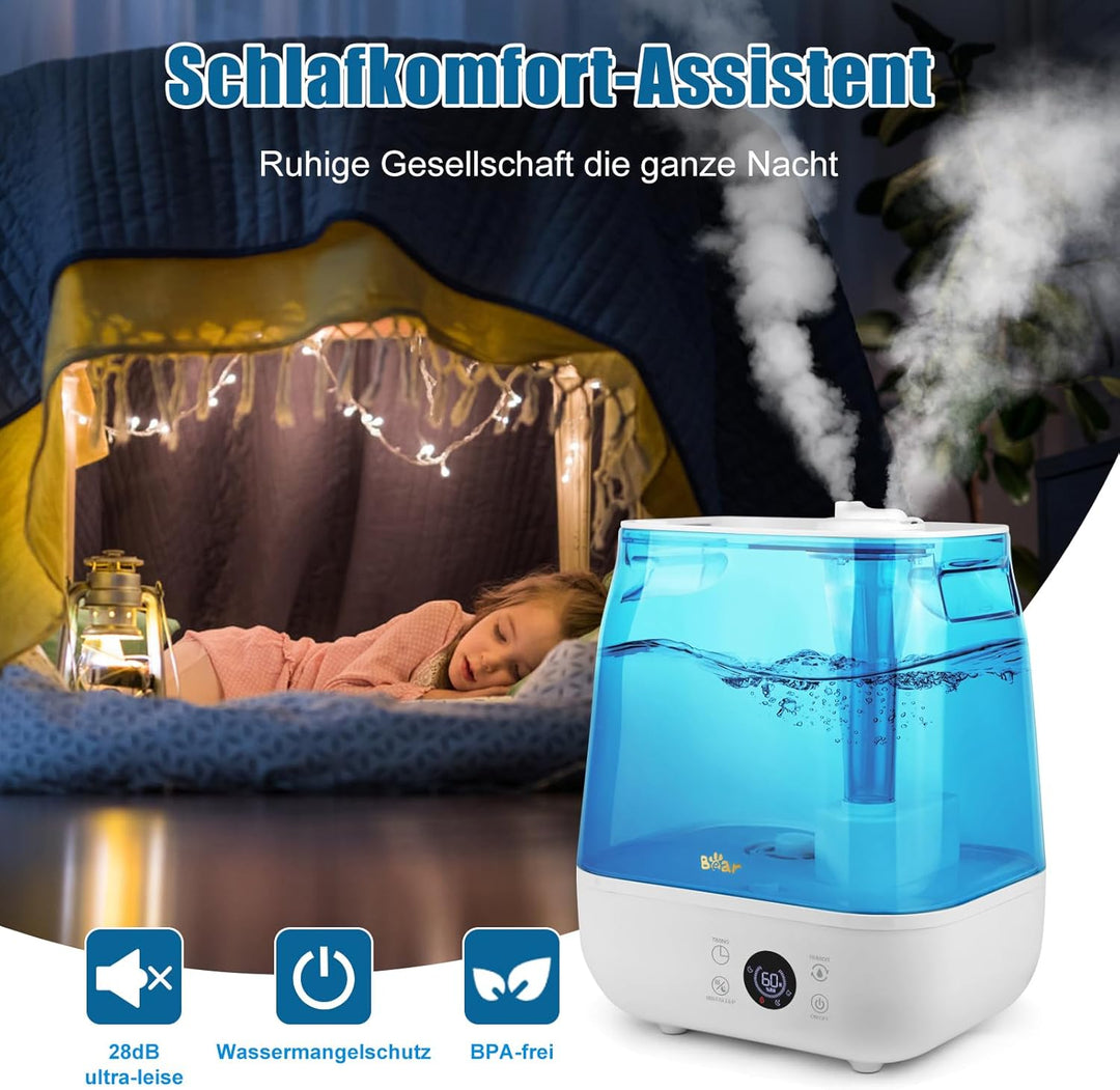 Bear Luftbefeuchter 6L Top Fill Luftbefeuchter, Timer, Schlafmodus, Konstante Luftfeuchtigkeit, Arom