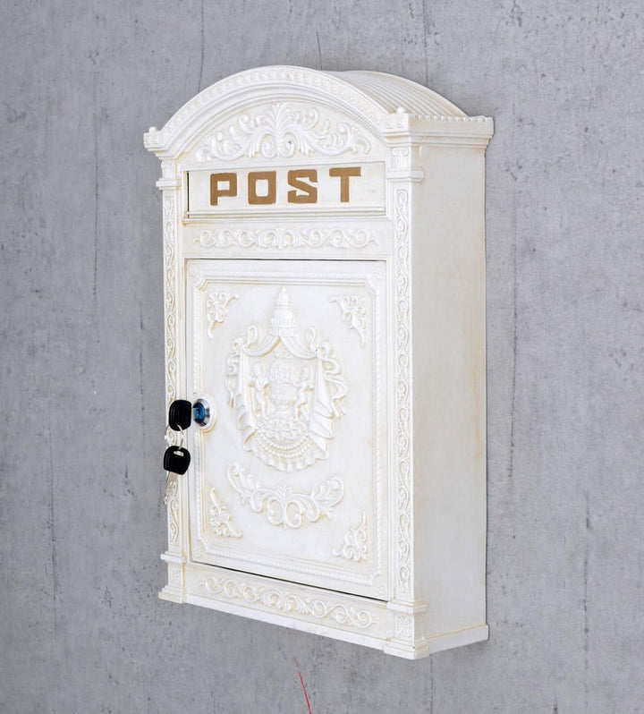 Historischer Wandbriefkasten Briefkasten Metall weiss Gründerzeit Postkasten neu LTA313 Palazzo Exkl