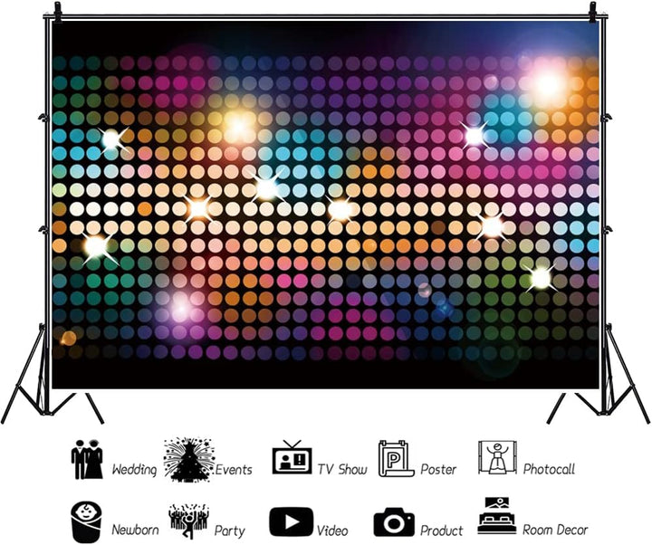 Renaiss 2.5x1.8m Disco Thema Party Hintergrund Nachtclub bunt glänzend Neon Fotografie Hintergrund z