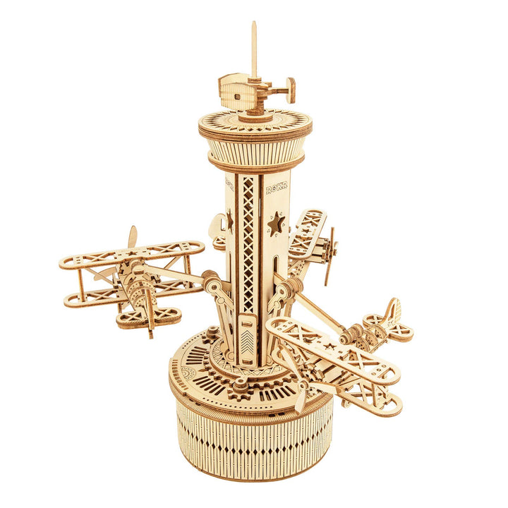 ROKR Mechanisch Holz 3D Puzzle für Erwachsene Modellbausatz für Teenager-Flugzeug Turm